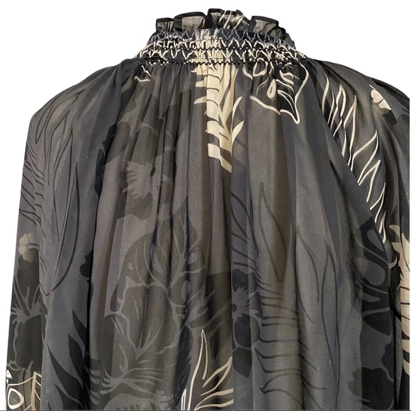 CABI #5597 Sheer Tropical Aloha Peasant Blouse Size Small - Picture 9 of 12